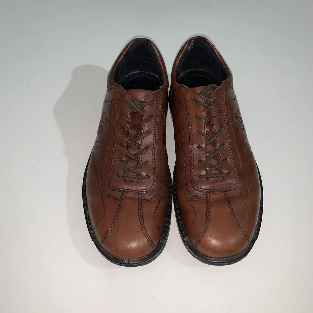 ECCO Shoes Mens Size 12.5 Brown Leather Lace Up Casual Comfort Walking Oxfords